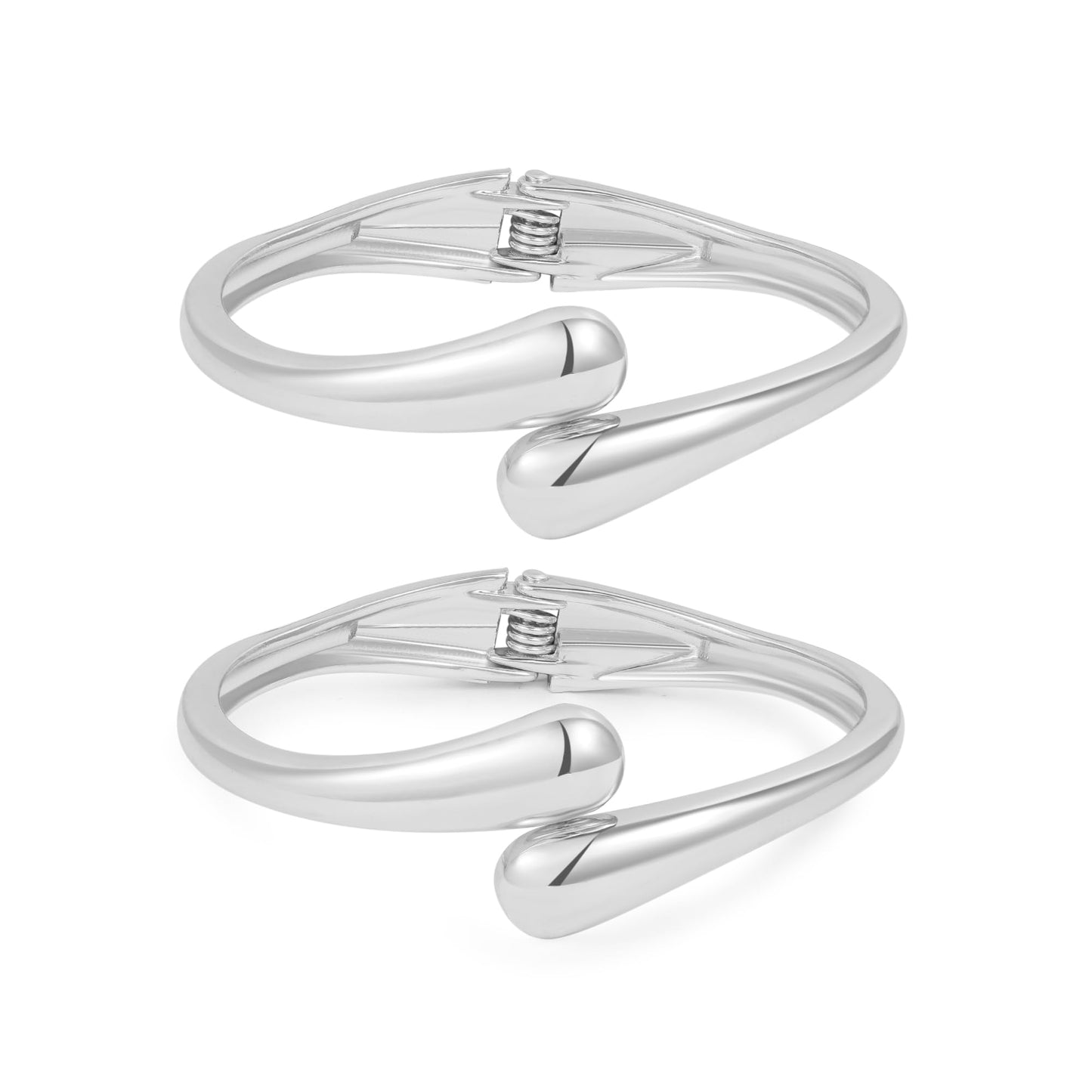 AYWFCBF 2pcs Silver Bangle Bracelets for Women, Trendy Hinged Cuff Open Wide Chunky Gold Bracelet Stack Arm Cuff Statement Jewelry Gifts for Women