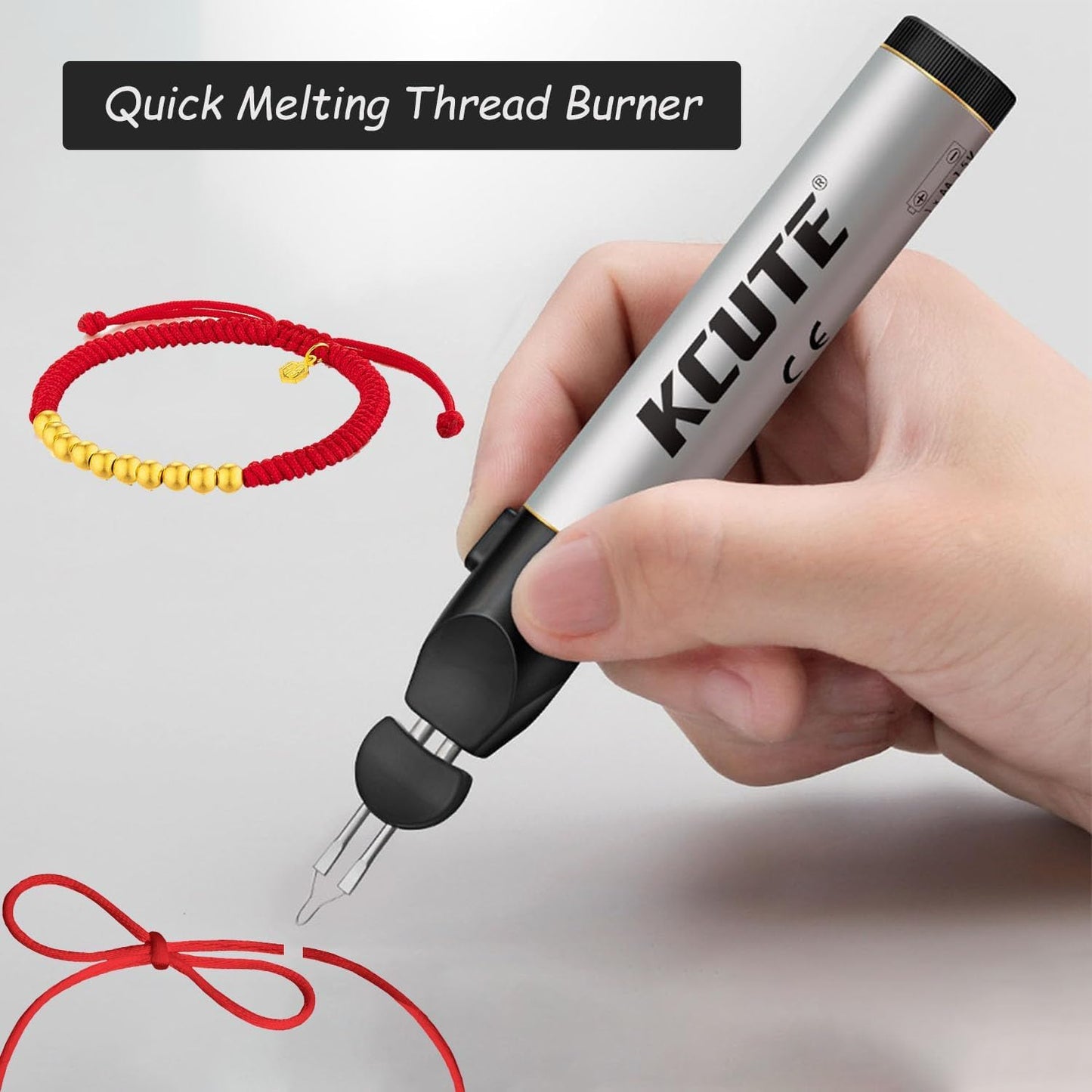 slvxexi Thread Burning Tool, Trims or Melts Frayed Ends Handheld Tungsten Thread Burning Pen for Thread Breakage, Wood Heat Transfer