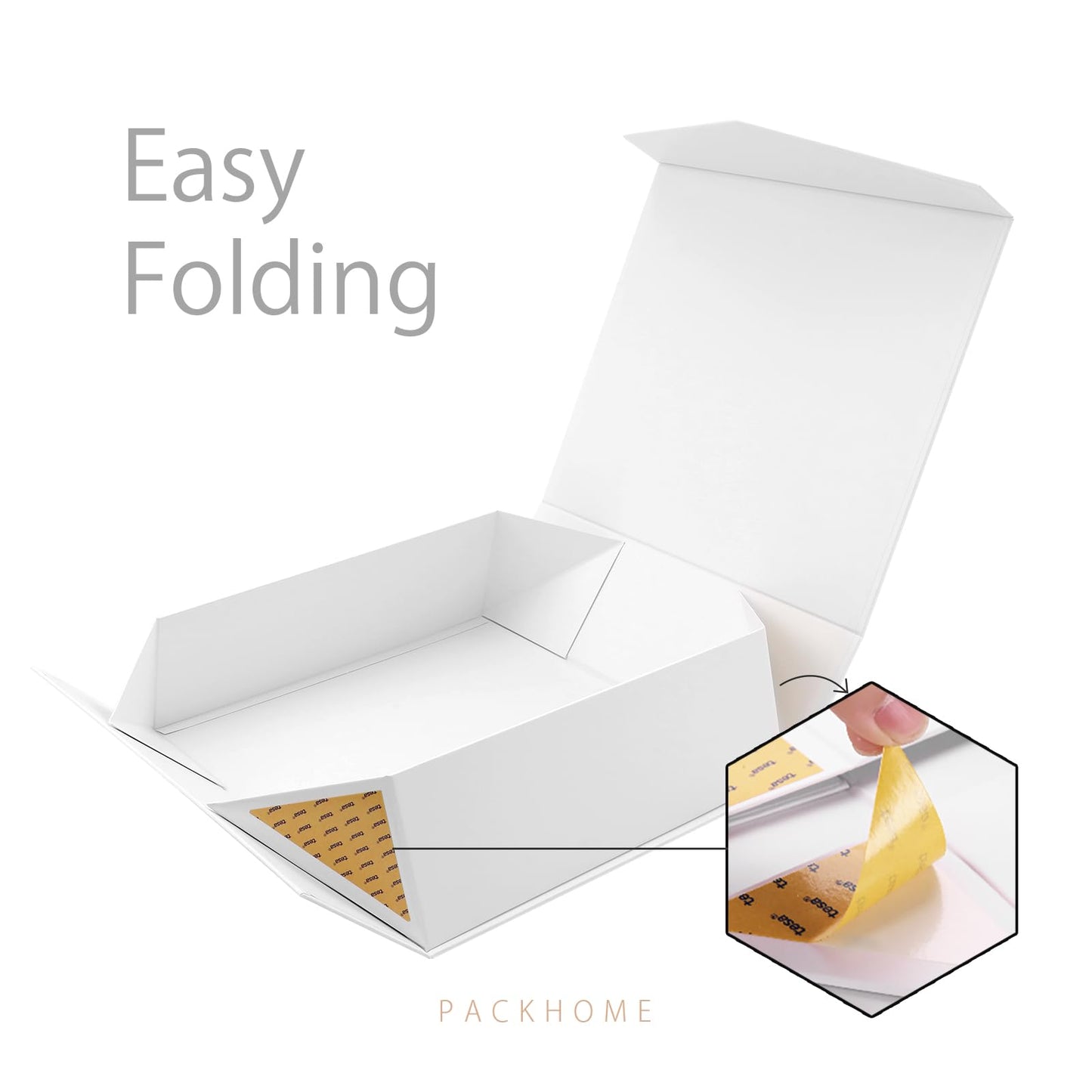 PACKHOME 17x14.5x5.5 Inches, 3 Extra Large Gift Boxes with Lids, Magnetic Closure Boxes for Clothes and Large Gifts (Matte White with Grain Texture)