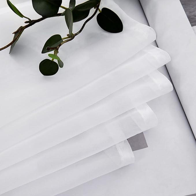 MIULEE 2 Panels Kitchen Tiers Half Window Sheer Curtains Rod Pocket Voile Drapes for Kitchen Bathroom Small Windows 29 by 45 Inch White
