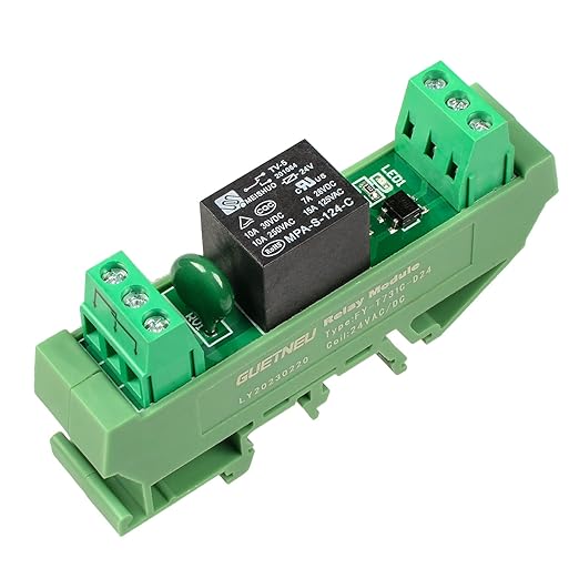 GUETNEU Relay Board, Relay Module 1 Channel 1 SPDT DIN Rail Mount 24V DC/AC, Interface Board(FY-T731C-D24)