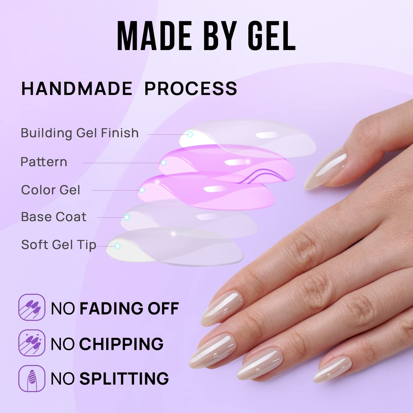 BTArtbox Press On Nails Almond - Medium Soft Gel Chrome Nails, Glue On Nails with Nail Glue, Reusable Stick On Nails in 16 Sizes - 32 Soft Gel Fake Nails Kit, Nuts Glazed