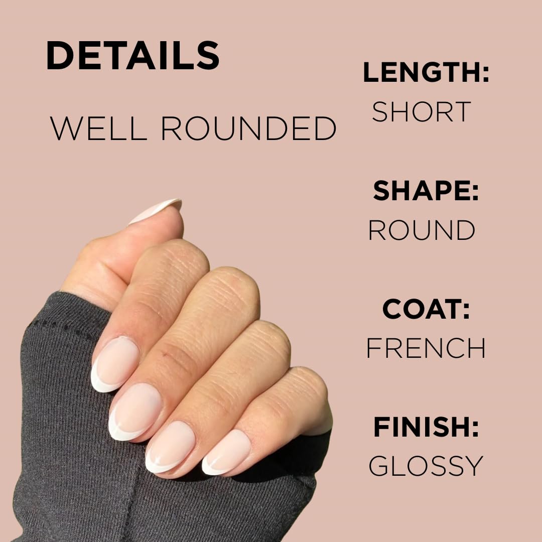 WELL ROUNDED Press-On Nails by Lavaa Beauty | Short Rounded | Short Round Oval French Tip Nails