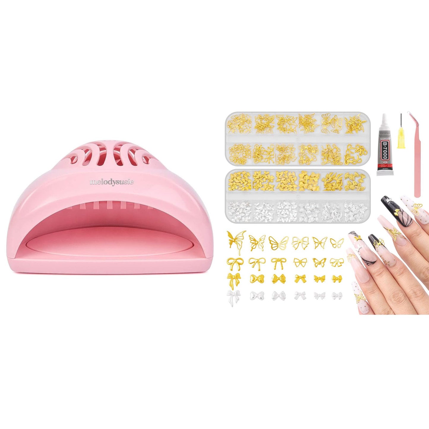 MelodySusie Portable Kids Nail Dryer with 3D Nail Charms and Gems
