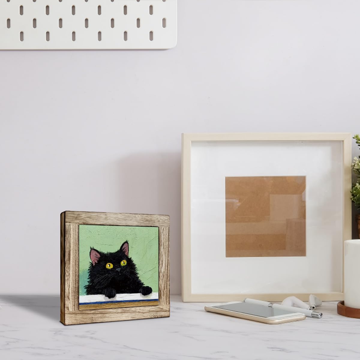 Funny Black Cat Wooden Plaques Desk Decor, Whimsical Tabletop Sign for Cat Lovers, Unique Gift for Home Office, Kitchen, Bedroom Decor