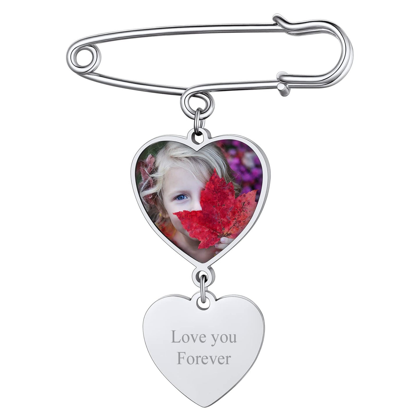 Custom4U Pin with Picture for Groom Custom Memorial Photo Bouquet Charm