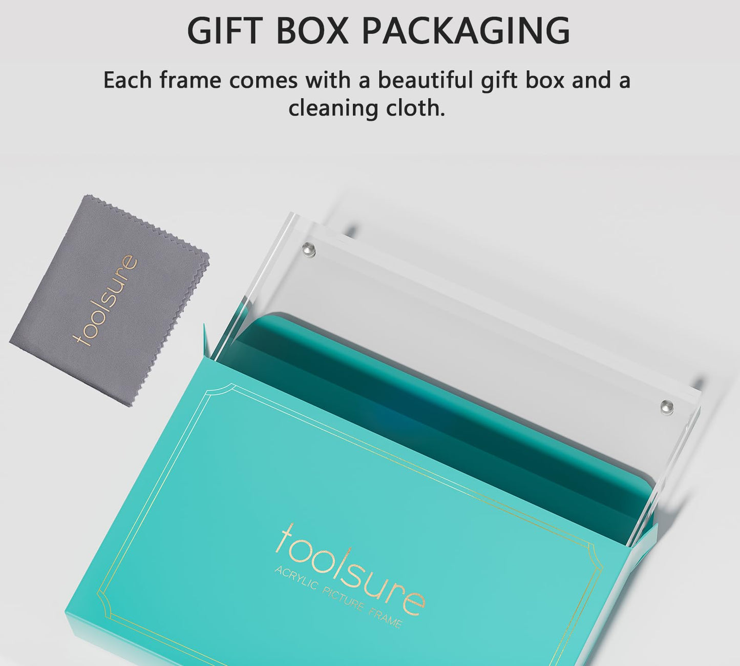 Toolsure 6x8 Inch Acrylic Picture Frames,6 by 8 Magneticear Acrylic Photo Frame, Frameless 8x6 Photo Frames,Double Side Display Glass Desktop Frame with Gift Box 2PACK
