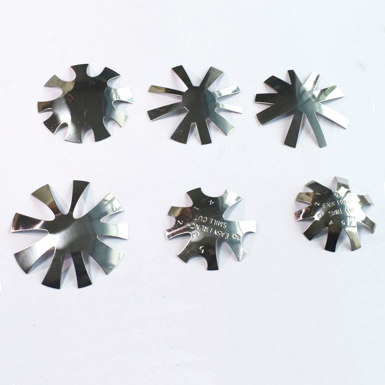 Acrylic Nail French Tip Tool Kit, 6pcs Silver French Tip Cutter Edge Trimmer Easy Smile Line Acrylic V Cut Nails Manicure Edge Trimmer Diy Plate Module, Stainless Steel Easy Smile Line Gel Cutter