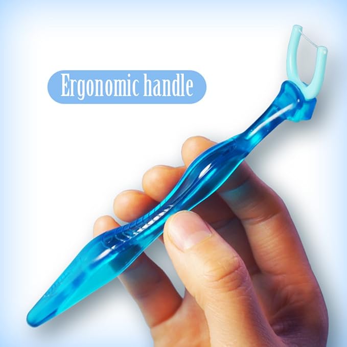 T.Smile NoFuss Dental Flosser Kit, 5-inch Long Handle & Refill Heads, Extra-Strength Floss for Comfortable Clean, Fluoride Free, (2 Handles + 200 Extra-Strength Floss Refills)