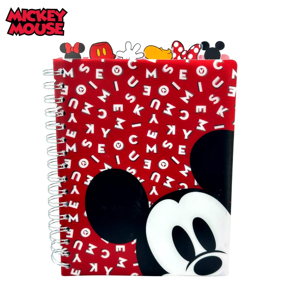Disney Minnie and Mickey Mouse Journal Notebook, Spiral Bound, 144 Lined Pages, 8 x 7 inches, Red