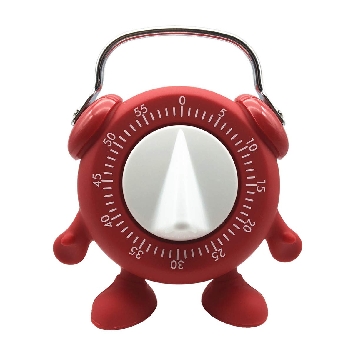 Kitchen Timer, 60 Minutes Countdown Cooking Teaching Egg Potty Training Wind Up Cute Timeout Timer No Battery （Red）