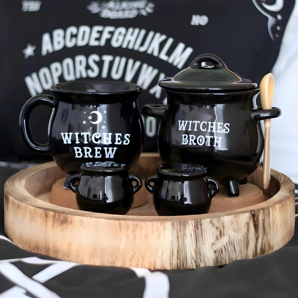 Something Different Cauldron Cruet Set (One Size) (Black)