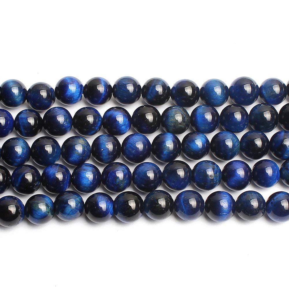 AAA Blue Tiger Eye Gemstone Round Loose Beads for Jewelry Making Findings Accessories 15 inches (6mm)