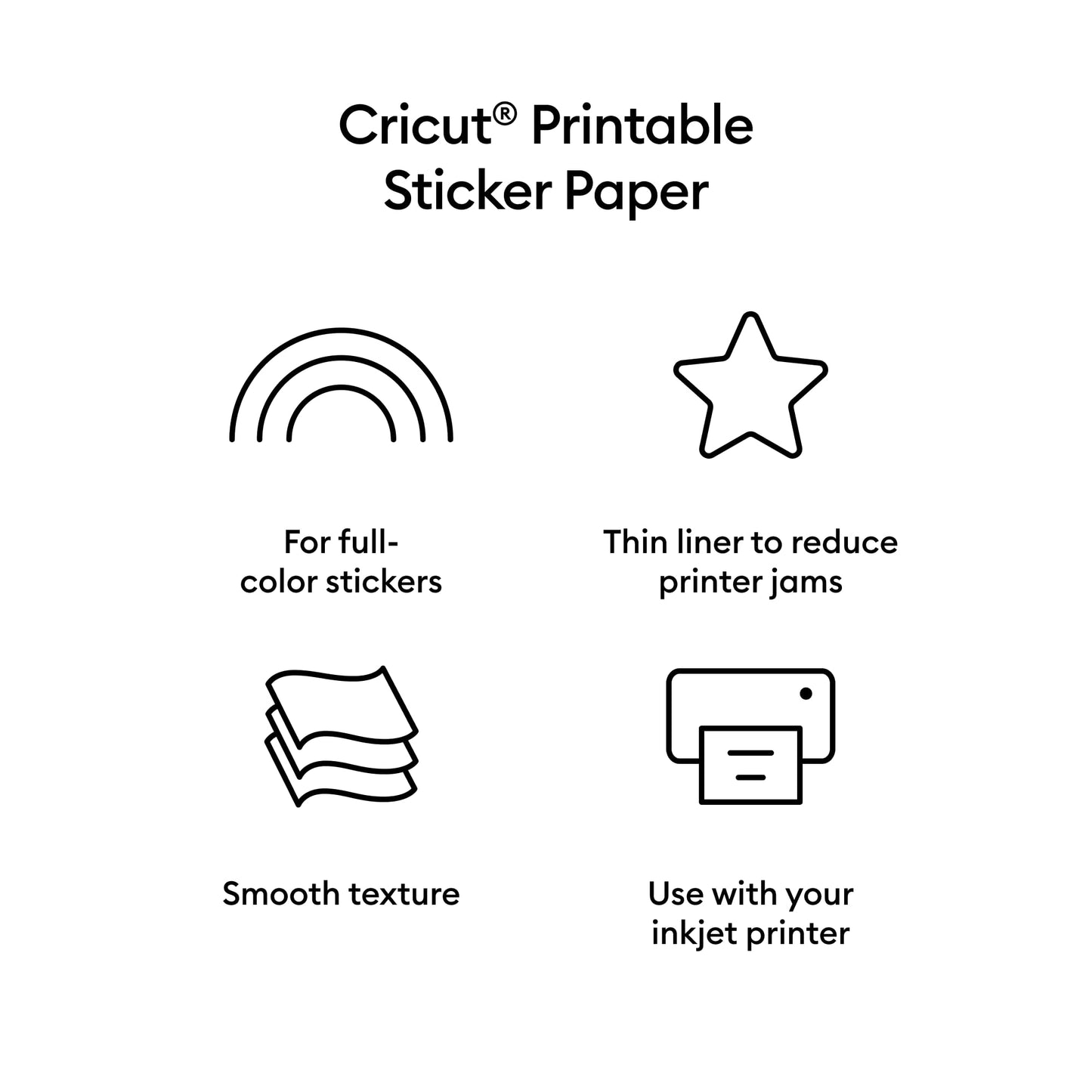 Cricut Sticker Paper (50 White Sheets, 8.5x11), Printable Stickers For Inkjet Printers - Works with Joy Xtra, Explore, & Maker Machines
