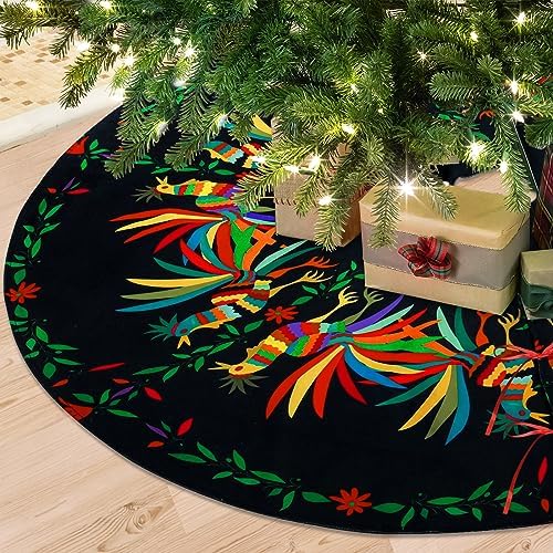 Round Ethnic Mexican Christmas Tree Skirt 30 Inch