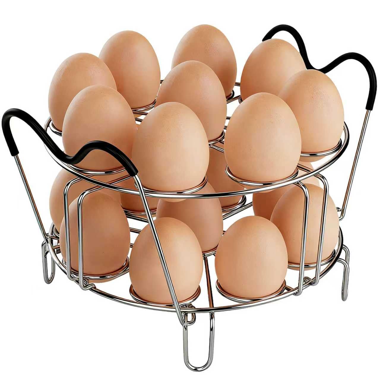 Stackable Egg Steamer Rack Compatible with Instant Pot 6qt & 8qt - 304 Stainless Steel Trivet with Heat-Resistant Handles, Holds 18 Eggs for Pressure Cooker & Pot, Multi-functional Cooling Rack