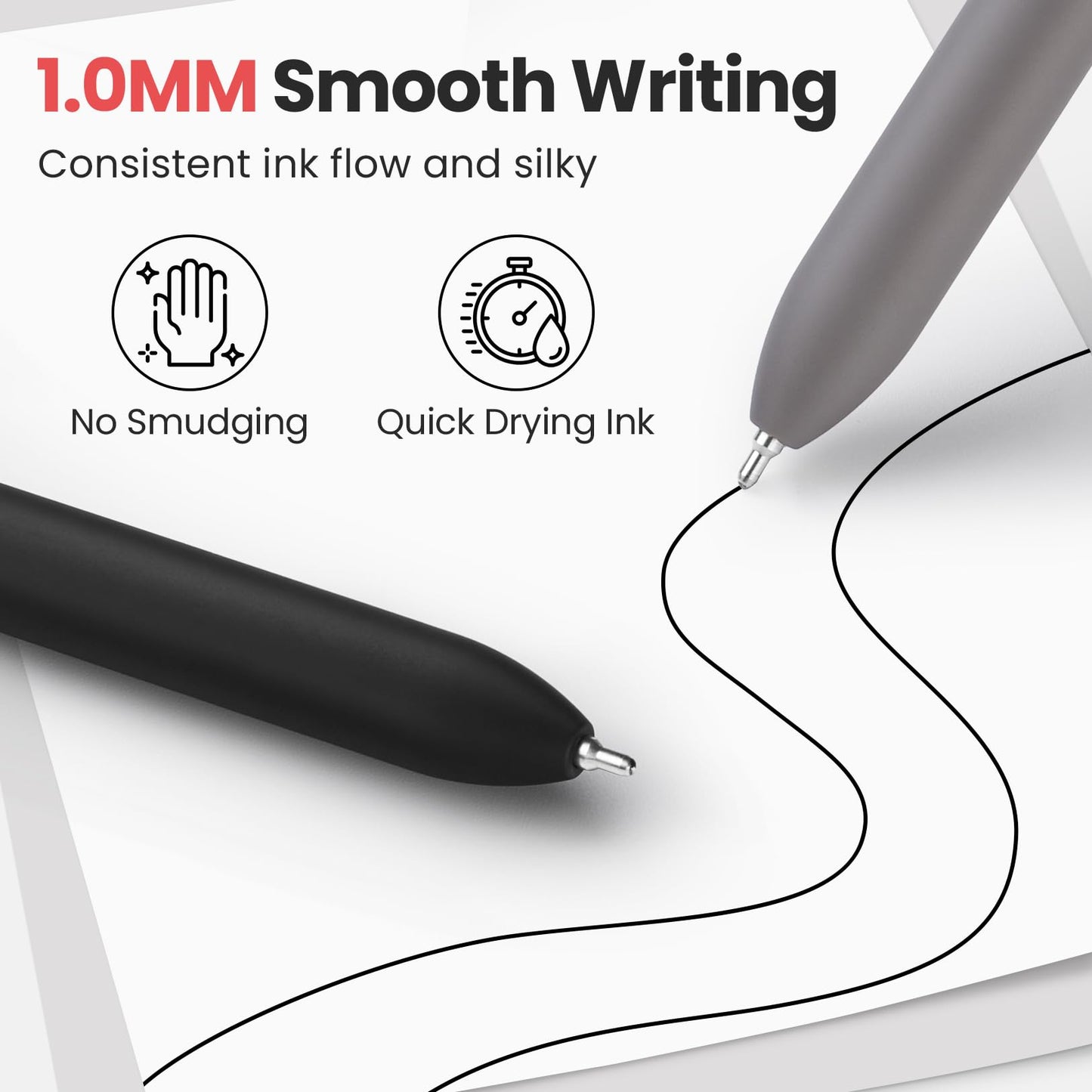 Sooez 40 Pack Bulk Pens Ballpoint, Black Ink Pens for Smooth Writing, Quick Dry Ball Point Pens Black, Medium Point 1.0mm Fidget Pens for Journaling, Office Supplies for Nurse Server, Note Taking