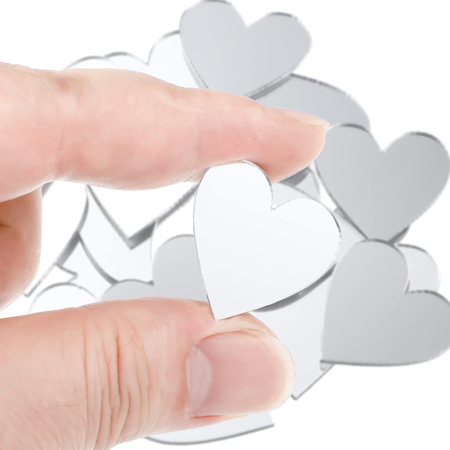 Jetec 100 Pcs Heart Shaped Mirror Tiles, Tiny Mirrors for Crafts, DIY Mosaic Small Circle Mini Mirror Tiles for Arts and Crafts Projects, Traveling, Framing, Room Home Decor(2 Inch)