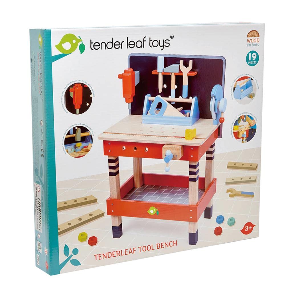Tender Leaf Toys - Tender Leaf Tool Bench - 18 Pieces Pretend Play Construction Tool Set Made with Premium Materials and Craftsmanship - Creates Interest in DIY and Creative Role Play for Children 3+