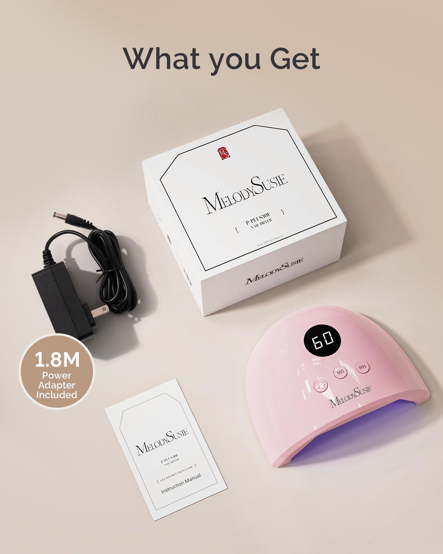 MelodySusie Compact Advanced UV LED Nail Lamp, P-Plus30F Nail Dryer with 3 Timers & Smart Sensor Cures All Gels, Especially Rhinestone Glue, Solid & Liner Gel Polishes for Advanced DIY at Home Pink