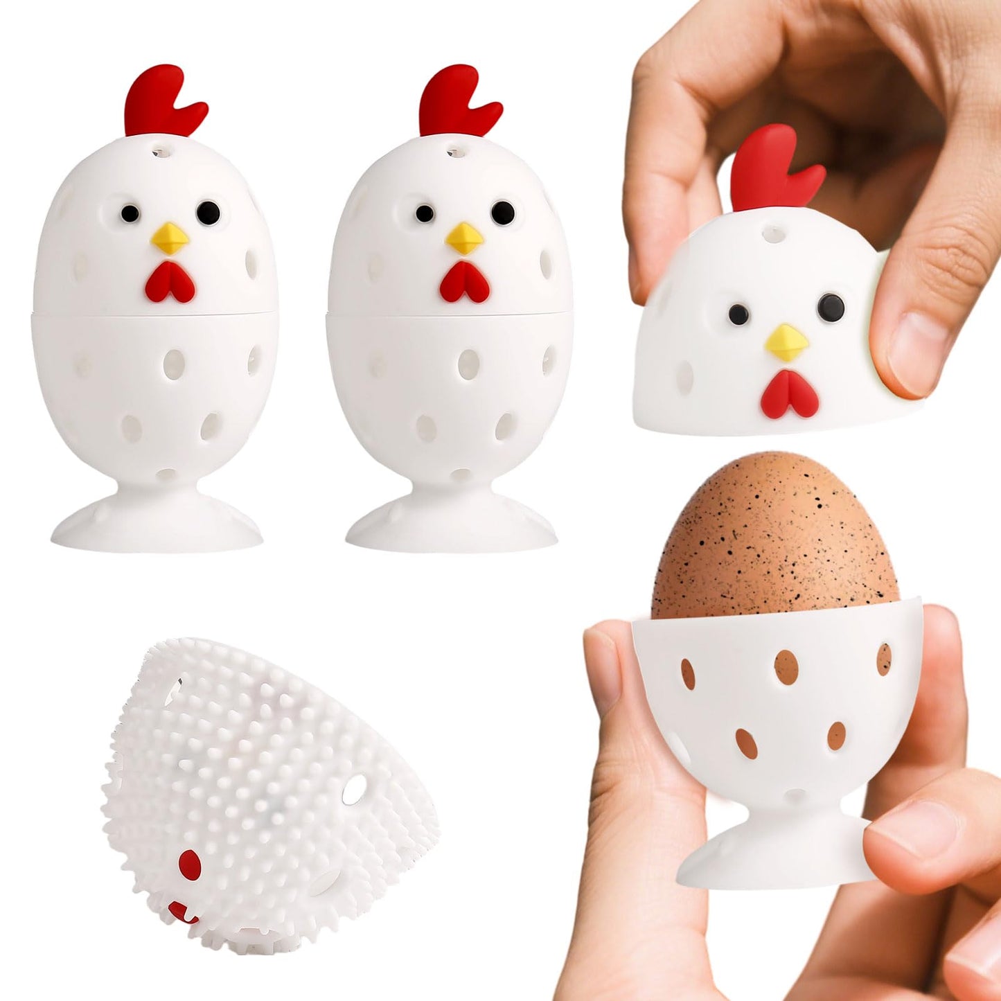 Silicone Egg Cleaner for Fresh Eggs, Vegetable and Fruit Scrubber Tool Reusable Cleaning Brush for Egg Washer (White)