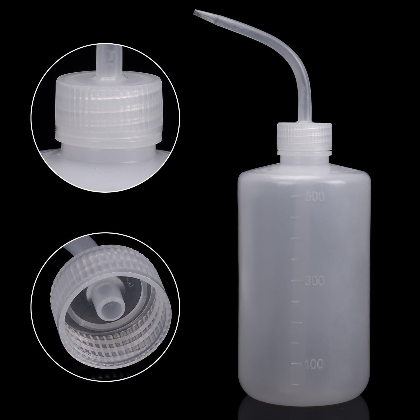 DEPEPE 6pcs 500ml Plastic Safety Wash Bottles - Lab Squeeze LDPE Squirt Tattoo Bottle With Narrow Mouth and Scale Labels (17oz x 6)