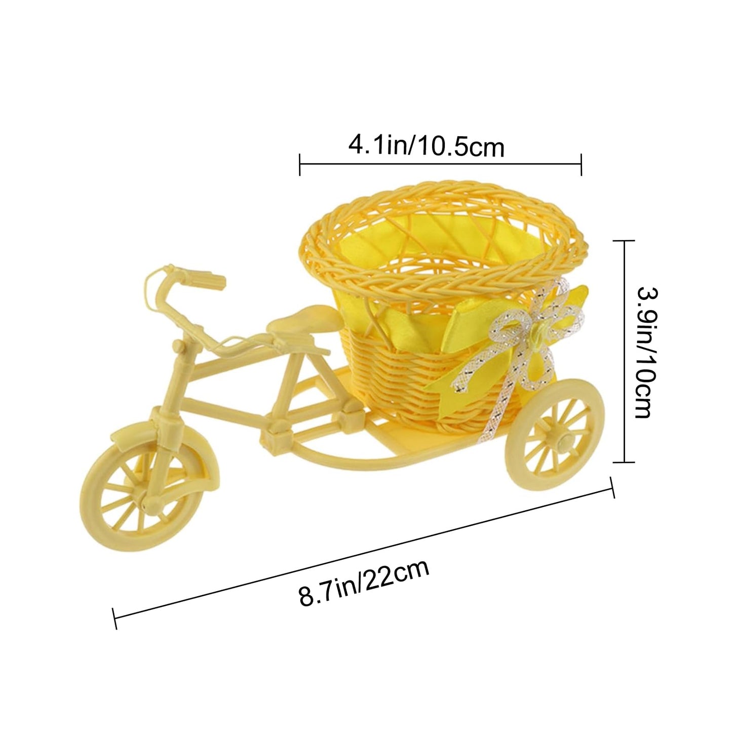Bicycle Artificial Woven Flower Basket Tricycle Planter Decorative Nostalgic Plant Rack Flower Stand for Birthday Home Decor (Pink)