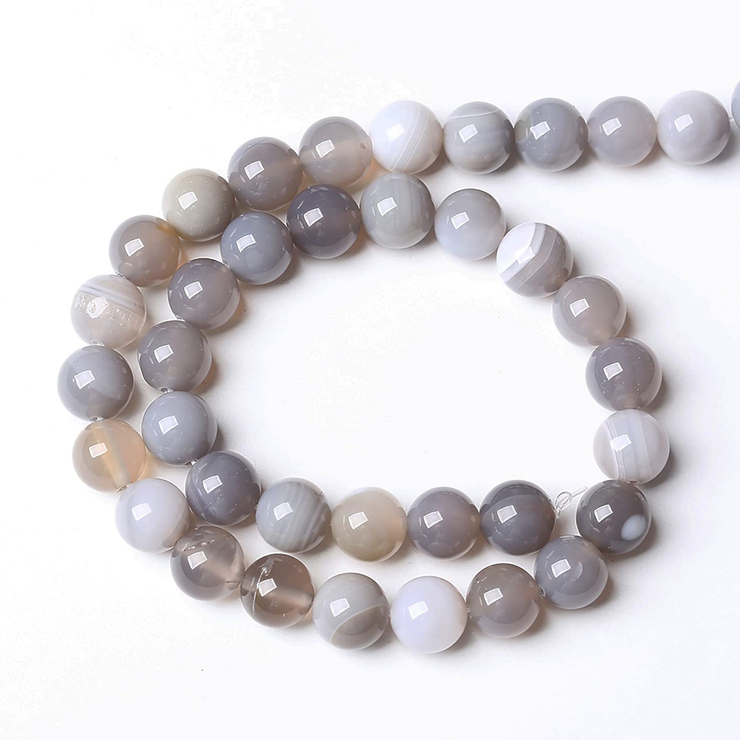60pcs 6mm Natural Gray Striped Agate Beads for Jewelry Making Round Loose Beads DIY Bracelets Necklaces Energy Healing Stone Beads 15"(6mm, Gray Striped Agate)