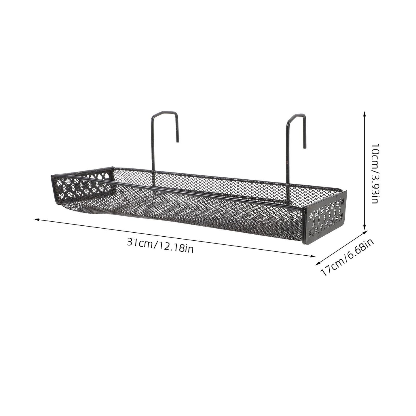 IDEANATEGRATE Hanging Flower Rack Indoor Iron Plant Stand Hooks Black Metal Balcony Garden Patio Railing Shelf