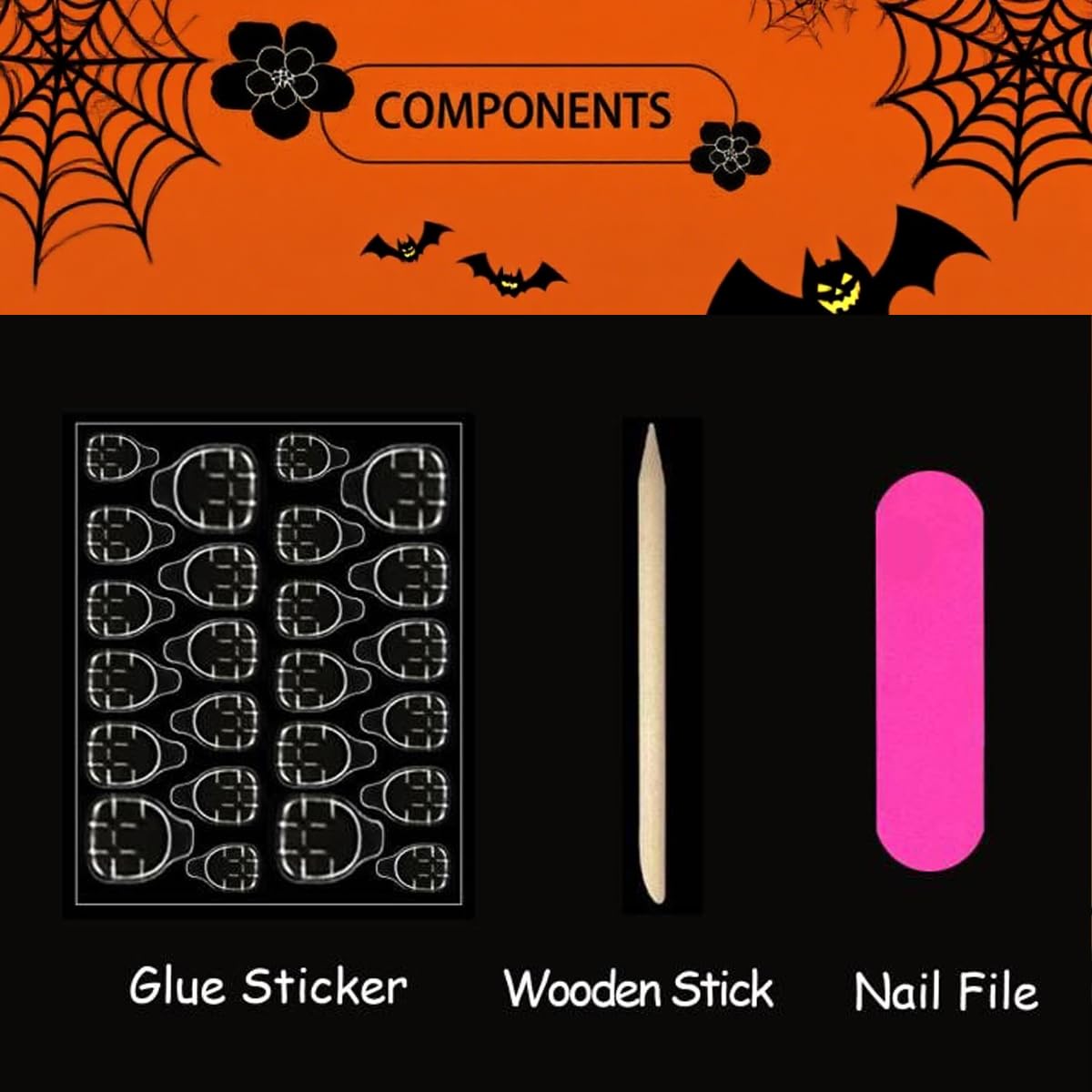 Halloween Press on Nails Medium Stiletto Fake Nails Spider and Spider Web Design Stick on Nails Vampire False Nails Red Glossy Handmade Acrylic Glue on Nail for Women Manicure 24Pcs