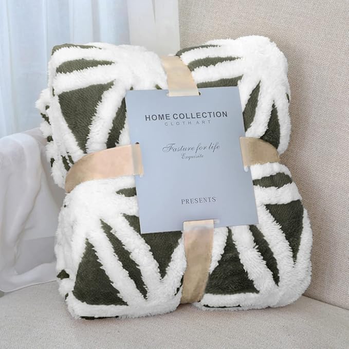 LOMAO Sherpa Fleece Blanket Fuzzy Soft Throw Blanket Dual Sided Blanket for Couch Sofa Bed (Dark Olive, 60''x80'')