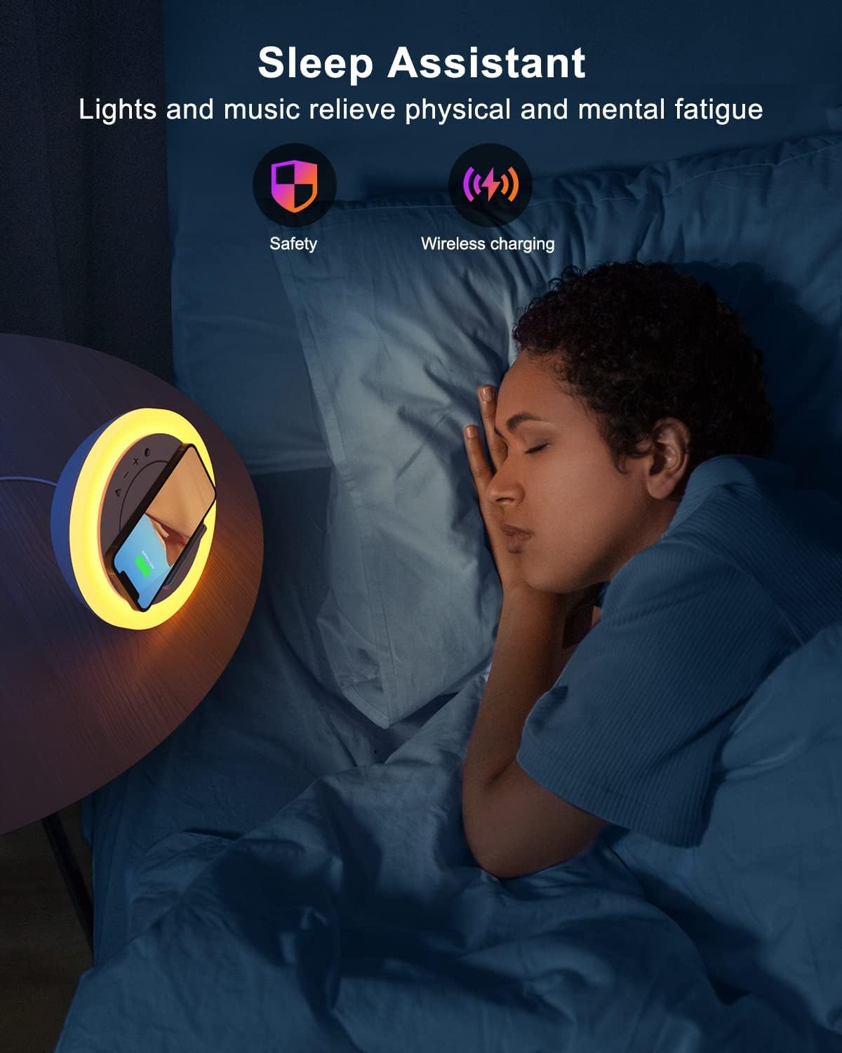 Swarmir Bluetooth Speaker Night Lights, Wireless Charging Kids Speaker, Color Changing Modern Bluetooth Lamp,Teenage Boys Girls Gifts Ideas