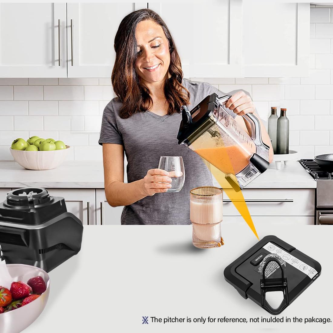 WARDFYT Locking Lid Replacement Compatible with Ninja BL610 BN751 Blender 72oz XL Pitchers New Model, Replacement Newer Square Top Cover for Ninja 72 OZ Pitcher BL642 BL710WM BN701 BN800 BN801 CO610B