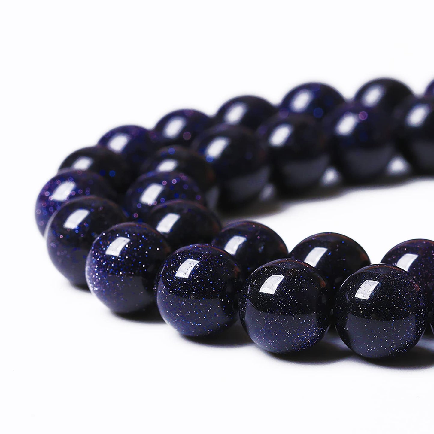 60PCS 6mm Starry Blue Sandstone Gemstone Beads Beads Natural Stone Round Loose Beads for Jewelry Making DIY Bracelet Necklace 15" Inch