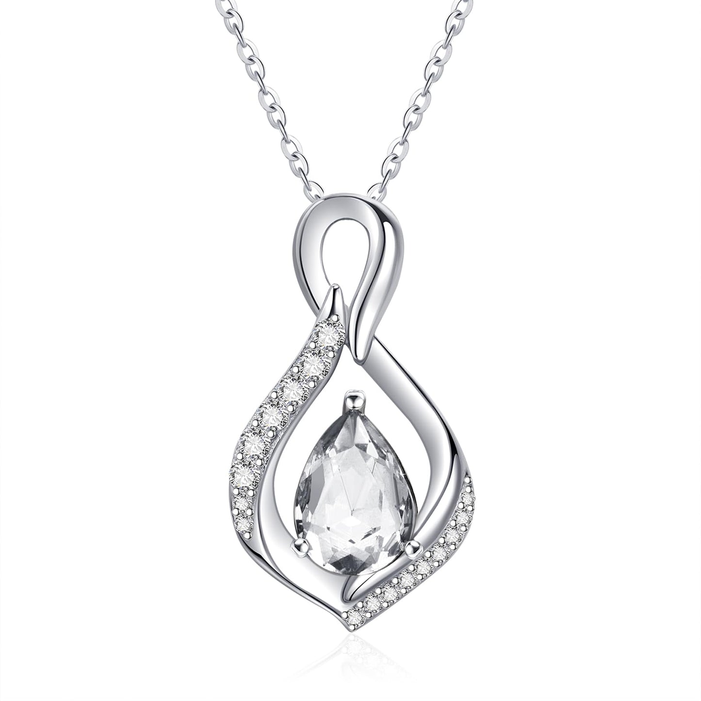 JIYVY32 Diamond Infinity Necklace for Women April Birthstone Necklaces White Gold Plating Anniversary Birthday Gifts for Wife Her Mom Girlfriend Birthstone Jewelry Gifts for Women
