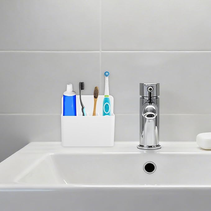 Magnetic Toothbrush Holder with Spacers, Plastic Wall-Mounted Bathroom Organizer Portable Cruise Essentials for Alaska & Caribbean Cruise Stateroom (White)