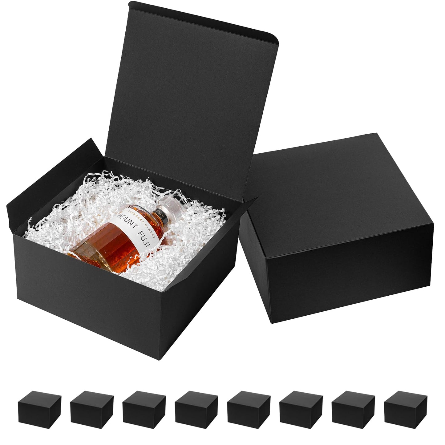 Mcfleet Black Gift Boxes with Lids 10x10x5 Inches 10 Pack Groomsmen Proposal Cardboard Gift Box for Presents, Christmas, Wedding, Graduation, Holiday, Birthday Craft Present Packaging