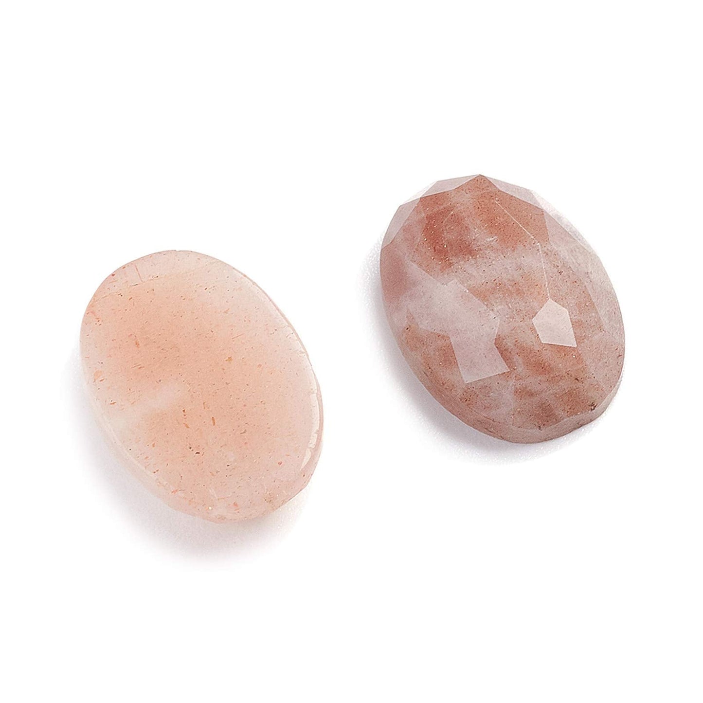 Fashewelry 30Pcs 14x10mm Mixed Natural Stone Cabochons Flat Back Oval Cameo Tiles Faceted Self Adhesive No Hole Gemstone Beads for Bezel Tray Chakra Healing Crystal Cover Cabs for Jewelry Making