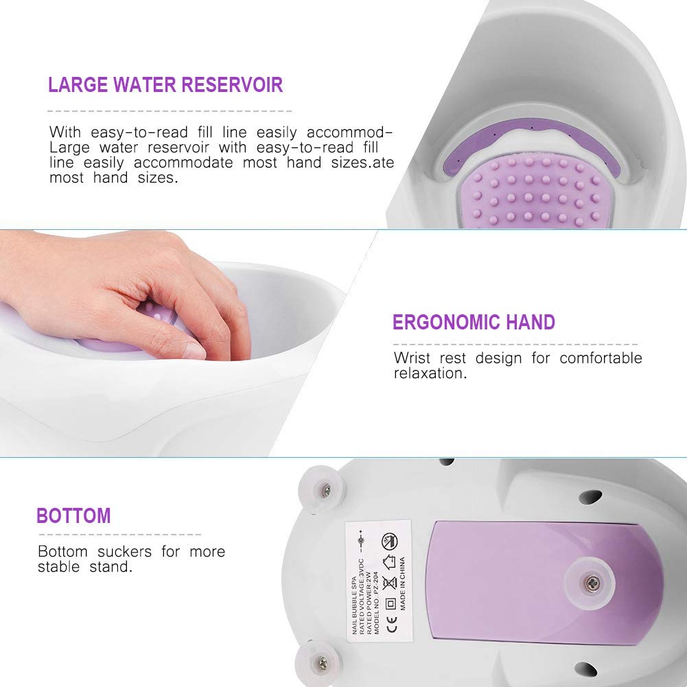 Electric Bubble Nail Soaking Bowl for Nail SPA with Air Bubble Vibrational Massage Nail Polish Remover for Soak Soothing Relaxing Manicure Machine Soften Cuticles