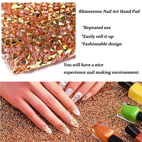 EBANKU Shiny Nail Table Mat, Nail Art Hand Rest Pad for Cushion Pillow, Washable Portable Nail Art Manicure Tool Practice Cushion Pad（Yellow） - color: Yellow