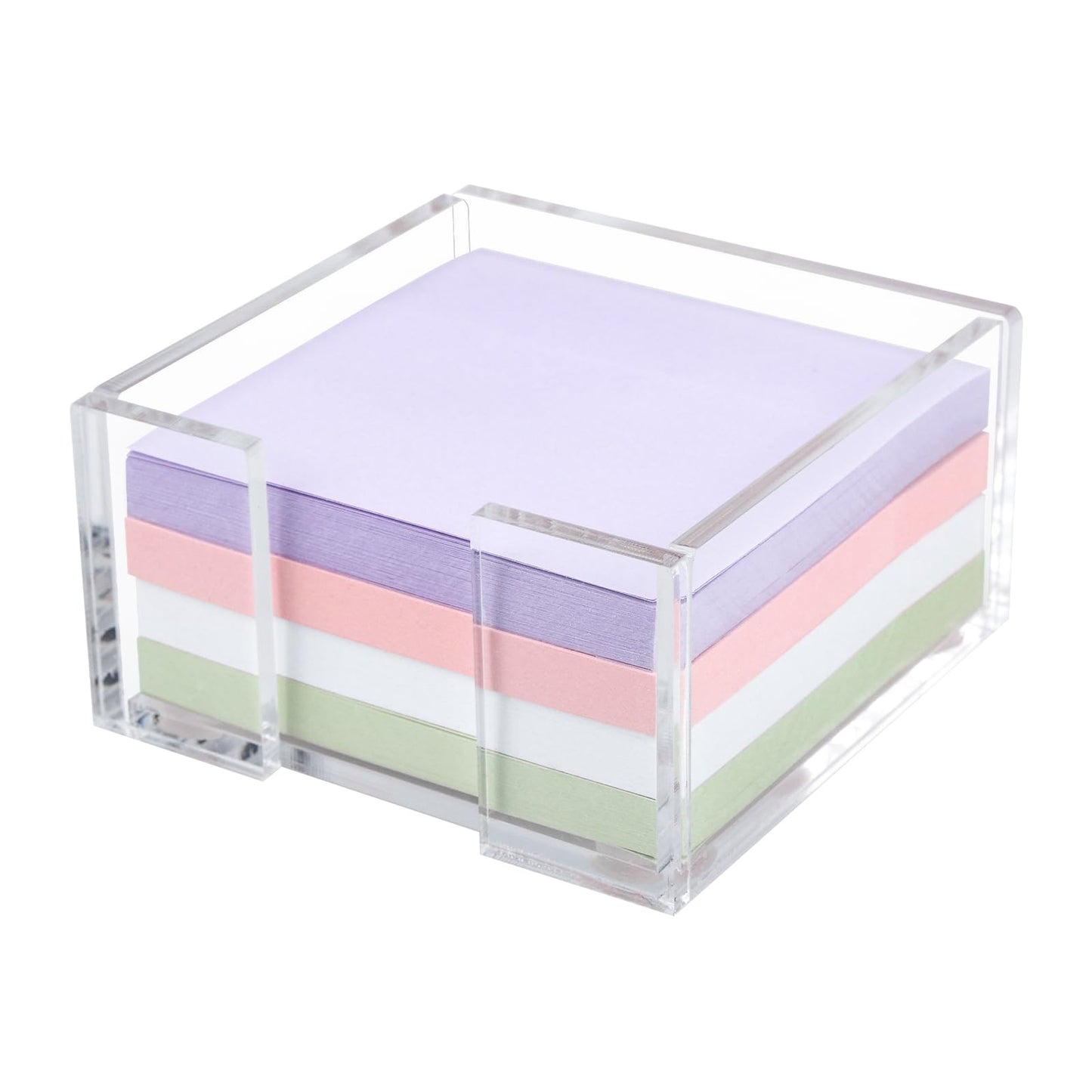 Acrylic Sticky Note Holder, 3 x 3 Crystal Clear Acrylic Notepad Holder Sticky Note Dispenser for Dorm Room and Office Desk Organizer