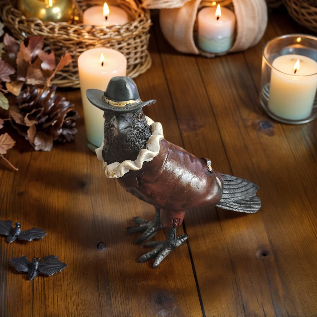JOOMBE Crow Garden Statue,Western Style Halloween Decor, Collectible Hand-Painted Crow Sculpture,Indoor Home Decor