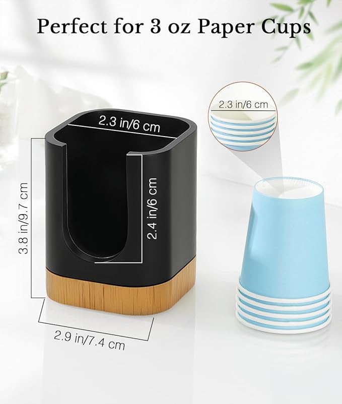 Luxspire Bathroom Cup Dispenser, Dixie Cup Holder 3-5oz, Disposable Paper Cup Holder for Bathroom, Cotton Pad Container, Guest Bathroom Essentials, Matte Black