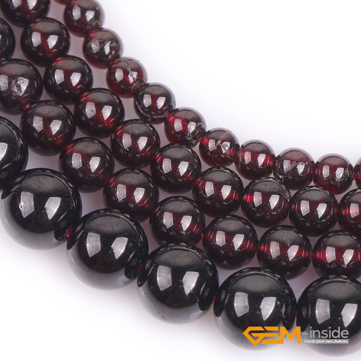 GEM-Inside Garnet Gemstone Loose Beads 8mm Natural AAA Red Round Crystal Energy Stone Power for Jewelry Making 15"
