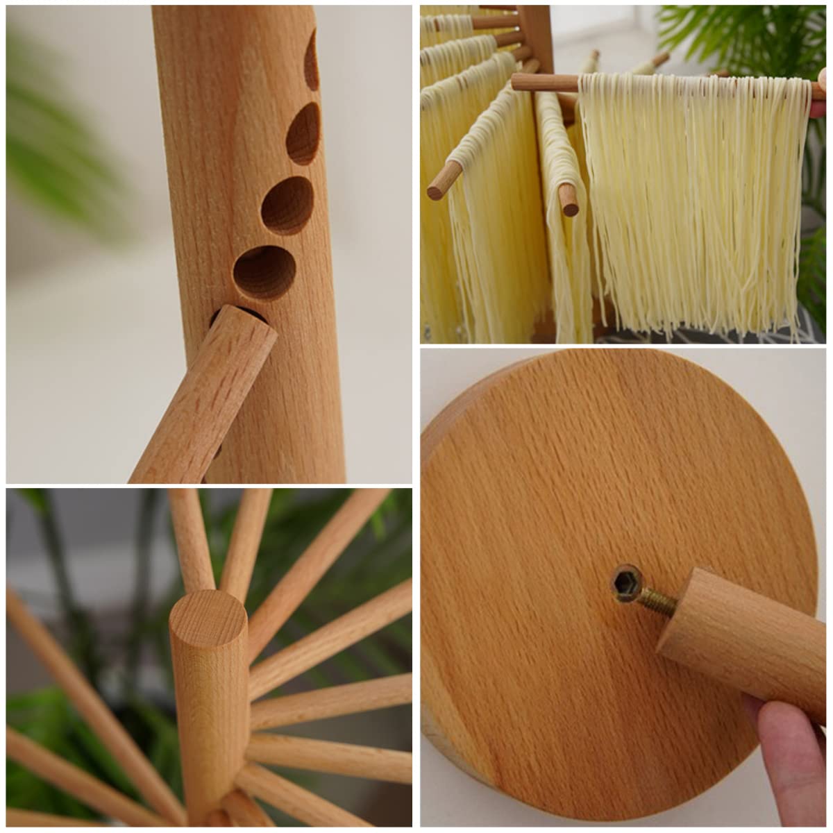 Kandishiex Pasta Drying Rack, 16-Arm Spaghetti Dryer Stand for Homemade Noodles, Quick Setup Kitchen Pasta Hanger for Fresh Pasta Drying and Storage