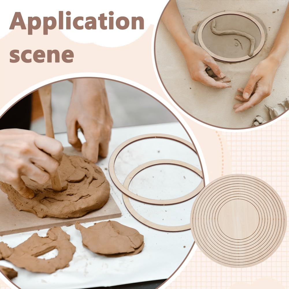 UNICRAFTALE About 11Pcs Ceramics Plate Forming Molds Flat Round Pottery Tools Wooden Concentric Geometric Figure Rail Set Clay Molds Dish Slump Mold for DIY Blank Modeling 25-35cm Diameter