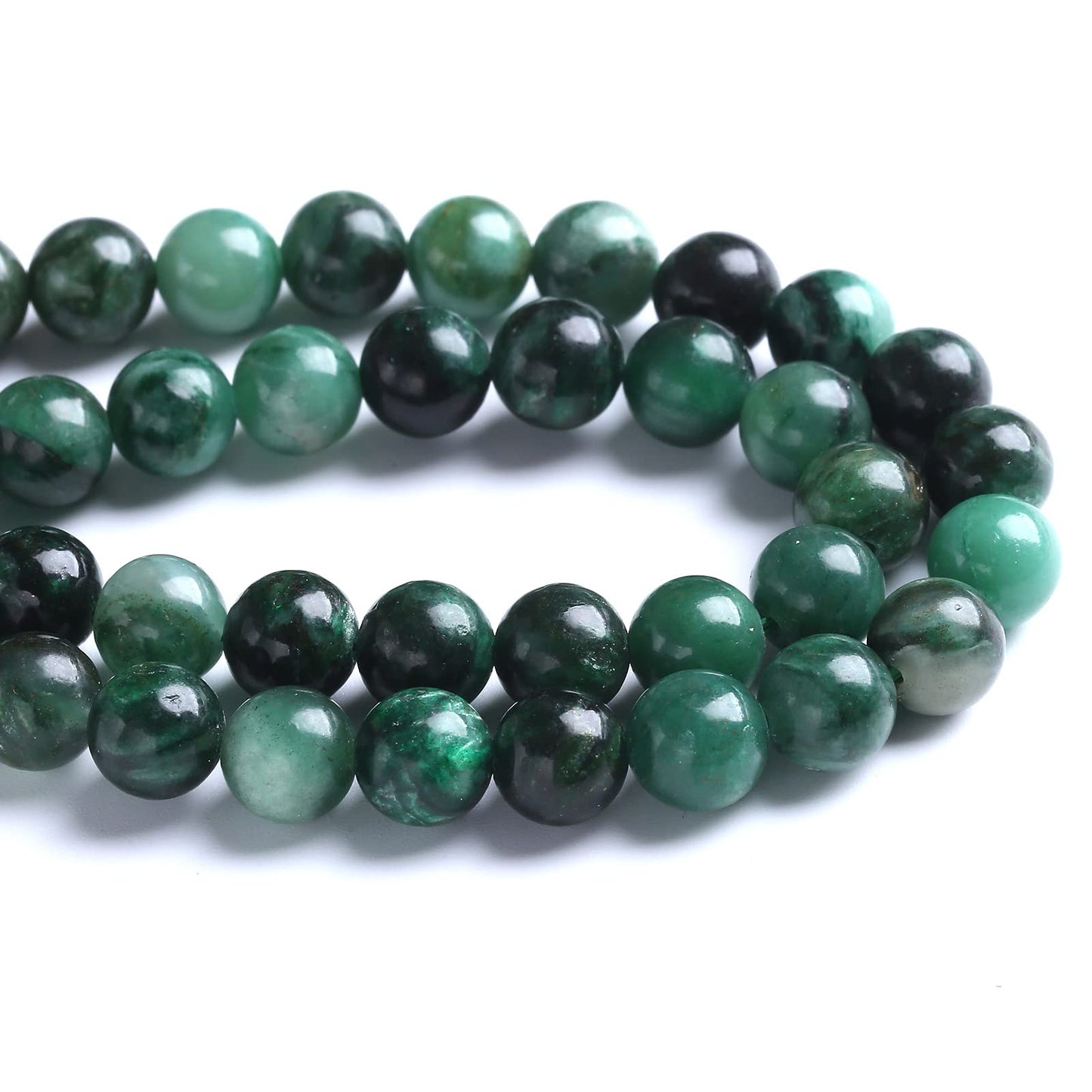 8mm 45pcs Natural Green Emerald Mica Crystal Gemstone Beads for Jewelry Making DIY Bracelet