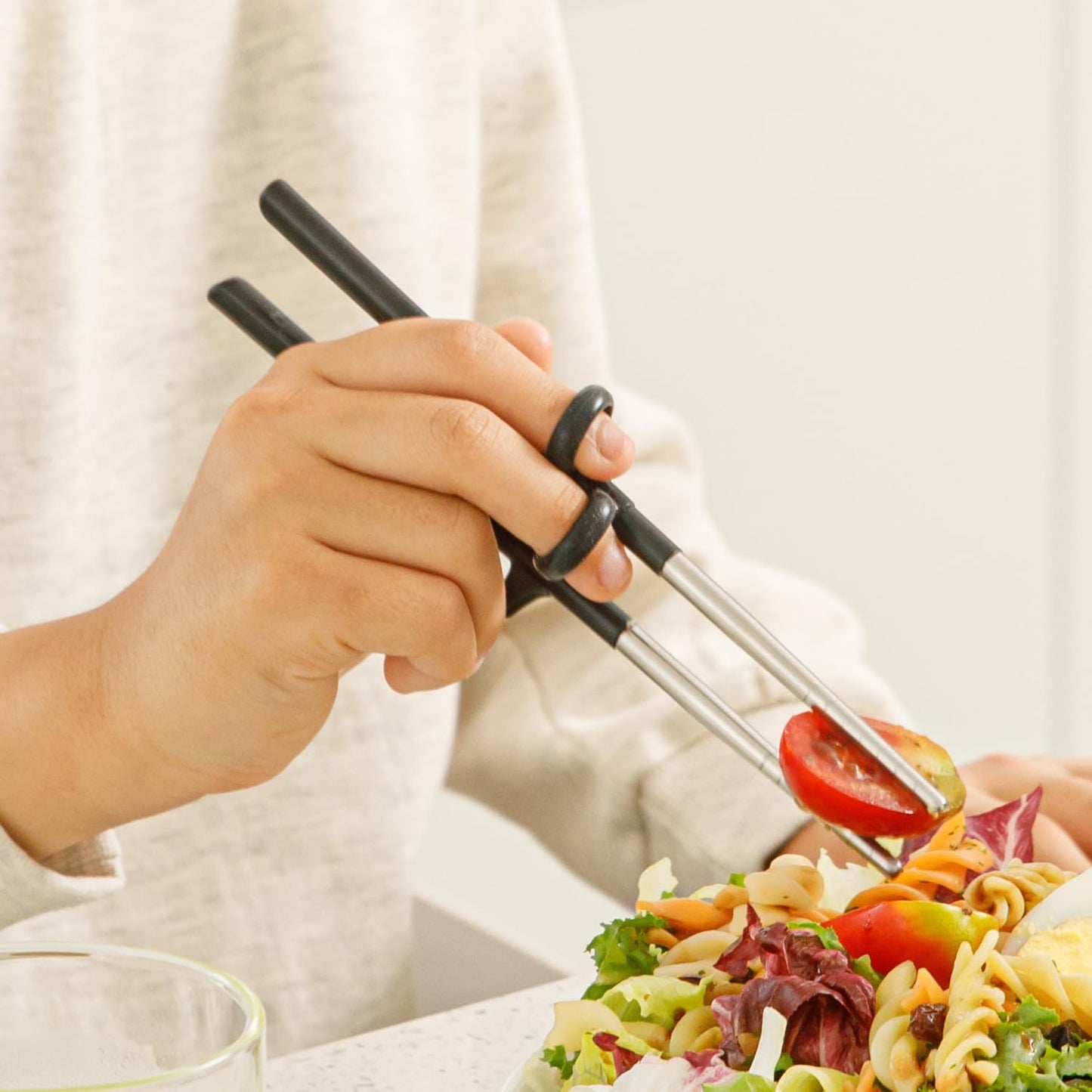 Edison Friends Training Chopsticks for Adults Stainless Right Handed, Beginner Chopsticks, Chopsticks for Beginners, Trainer Chopsticks, Easy Chopsticks, Practice Chopsticks, Made in Korea