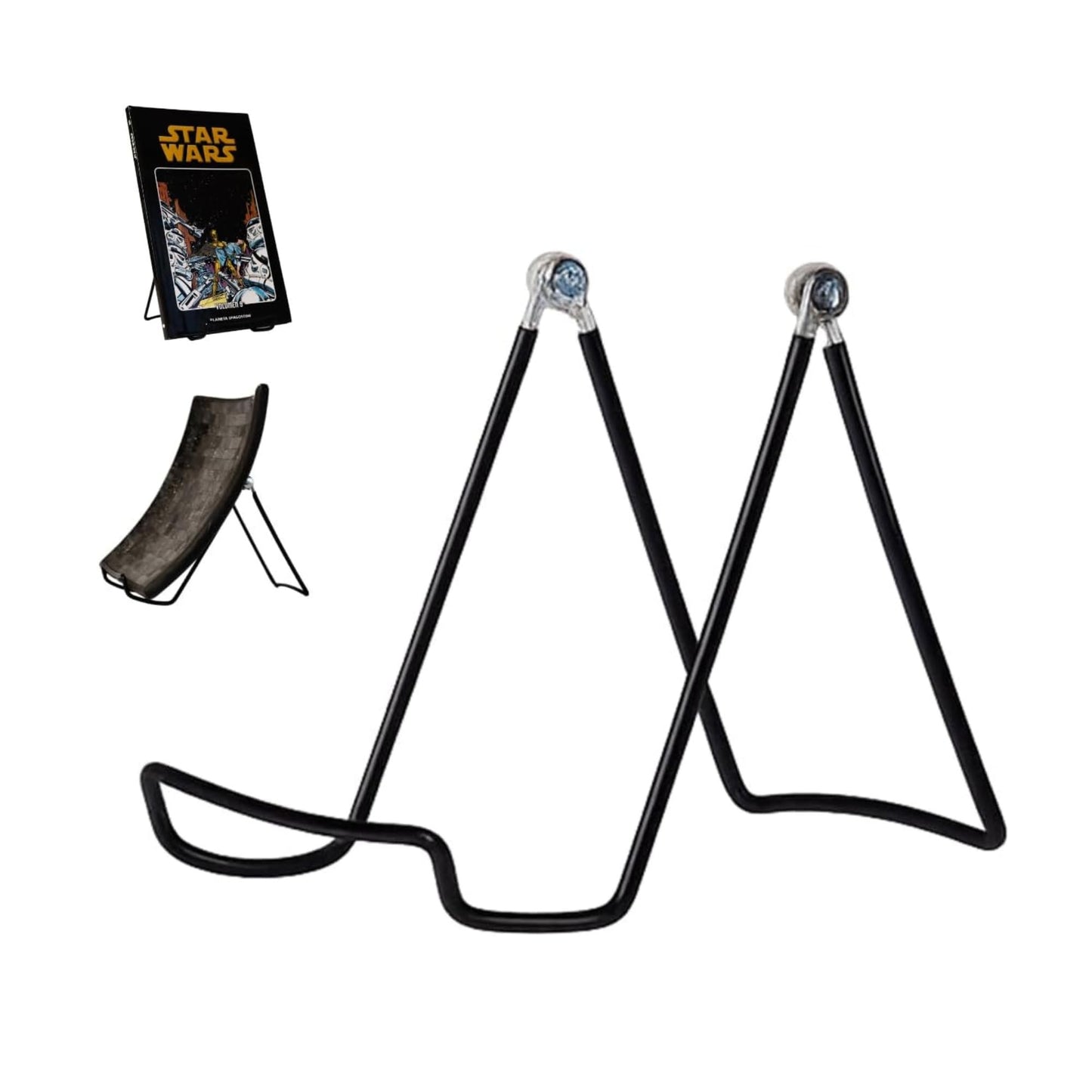 KINGDOM SOLUTIONS MADE IN USA 6-Pack Adjustable Black Metal Easels - Book Stand - Sturdy Plate Stand for Art, Pictures, Books, Frames - Unique on the Market
