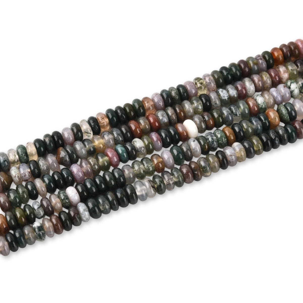 170pcs 4x2mm Natural Indian Agate Disk Rondelle Spacer Semi Precious Gemstone Loose Stone Beads for Jewelry Making 15 Inch